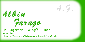 albin farago business card